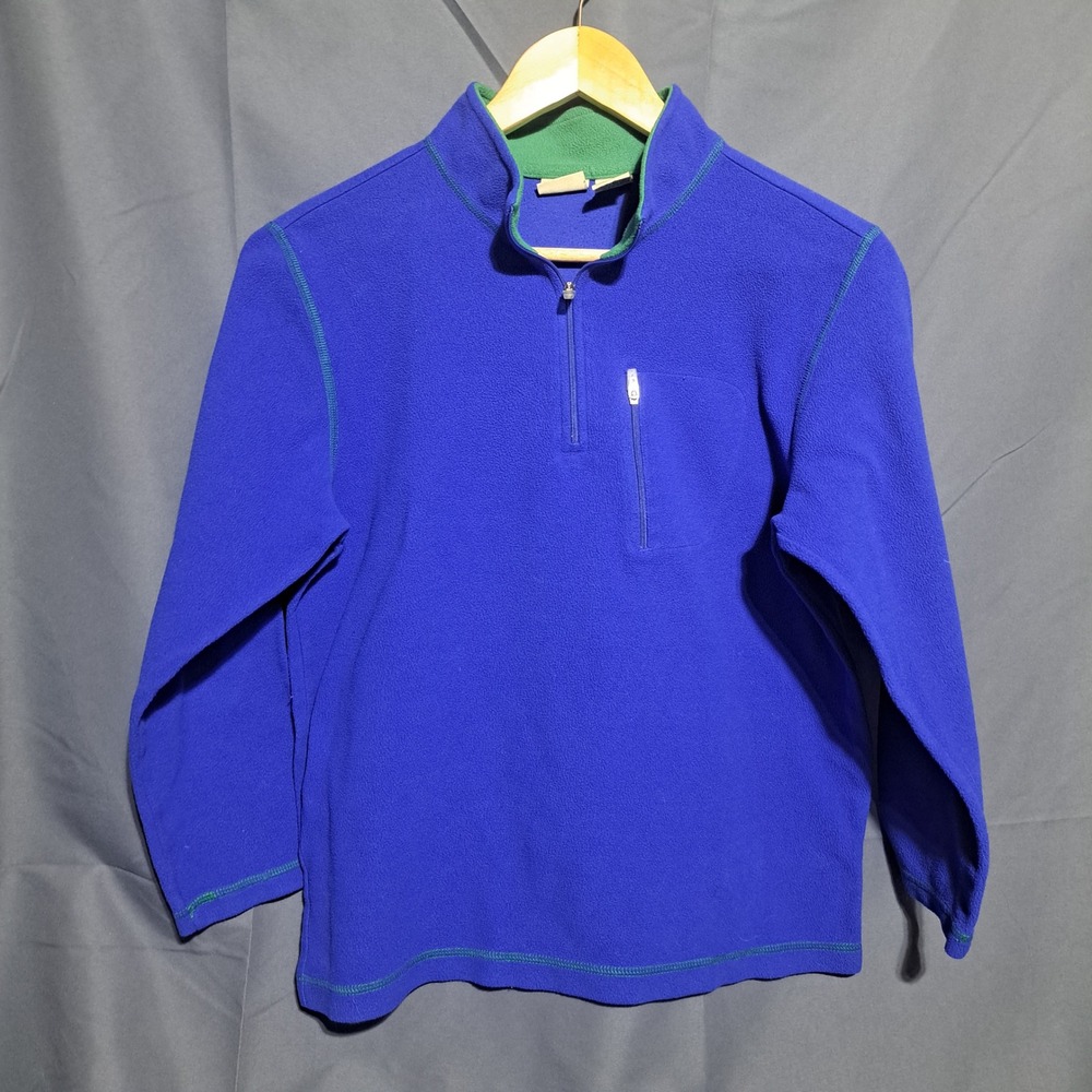 LL Bean‎ 1/4 Zip Pullover Long Sleeve Boys LG 14-16 Blue Green